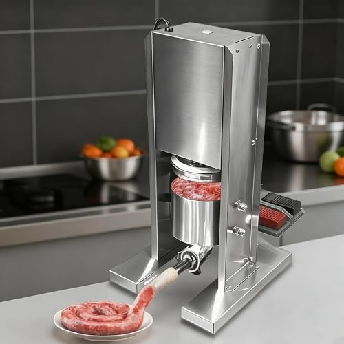 FahQuintuple Insaccatrice Elettrica per Salsicce, Insaccatrice con Comando a Pedale E 3 Tubi di Insaccatura, Insaccatrice in Acciaio Inossidabile da 110 V/220 V per La Cucina Domestica