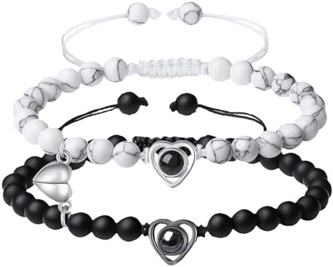 Generisch Pärlarmband 8 mm pärlringar, justerbart smycke för och rosa magnetarmband, smycken, 12*12, ABS