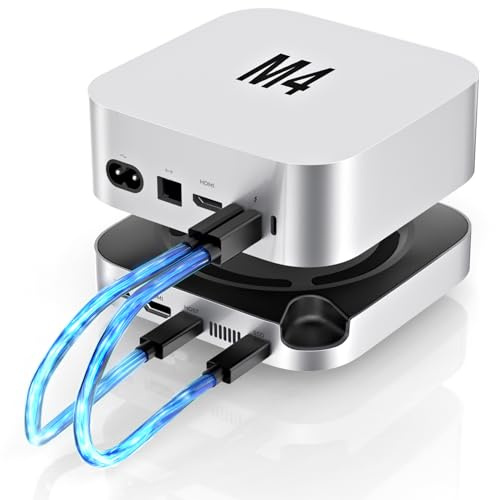 Mac mini M4 Dock Station Dual Ports con NVMe SSD Enclosure, 7 +1 in 1 Mac mini M4 Hub & Stand con 4xUSB-A fino a 10Gpbs, 4K60Hz HDMI, Docking Station auto-raffreddamento ottimizzato per Mac mini M4/M4