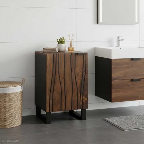 Lumanois Meuble de Lavabo de Salle de Bain Noyer 38 x 33,5 x 58 cm Armoires & Meubles de Rangement Marron,4018029