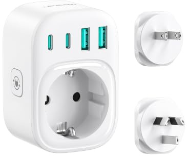 LENCENT Reseadapter för Kina, 5-i-1 reseadapter med typ A- och I-kontakt