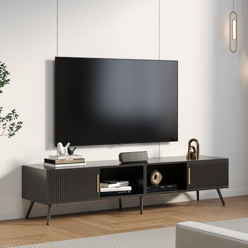KEEPREAPER TV Schrank 171cm Lowboard für 75 Zoll Fernseher Modern Schwarz