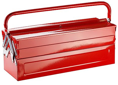 DEMA Werkzeugkasten aus Metall – Werkzeugkoffer, Werkzeugkiste leer, Werkstattbox – Stahl, aufklappbar, Tragegriff, robust, langlebig – für Werkstatt, Heimwerker, Aufbewahrung, Werkzeuge