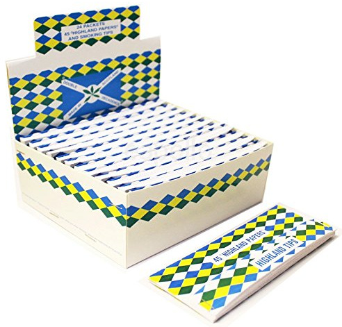 Highland Quality Double Decadence Rolling Cigarette Smoking Papers & Tips 24 Pack Full Box