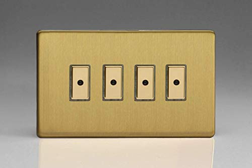 Varilight Eclique 2 4-Gang 1-Way Remote/Tactile Touch Control Master LED Dimmer Light Switch 4 x 0-100W (Max 10 LEDs) Brushed Brass JDBE104S