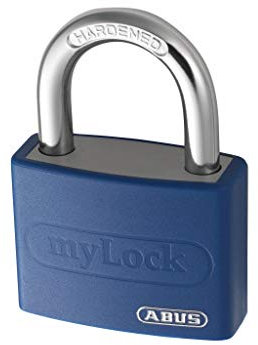 ABUS Vorhängeschloss T65AL/40 myLOCK - individuell beschreibbar - Spindschloss - massiver Aluminium-Schlosskörper - ABUS-Sicherheitslevel 5 - Blau