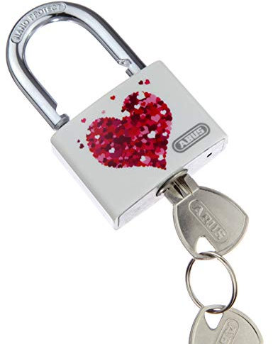 ABUS T65AL/40 - Lucchetto in alluminio, motivo cuore/spiaggia, su sfondo bianco, Modelli Assortiti