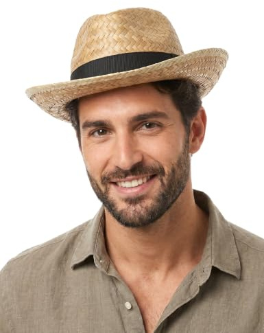 DEGUISE TOI - Chapeau Panama en paille adulte - Chapeau - Taille Unique - Noir - Accessoires pour déguisement - - - Carnaval