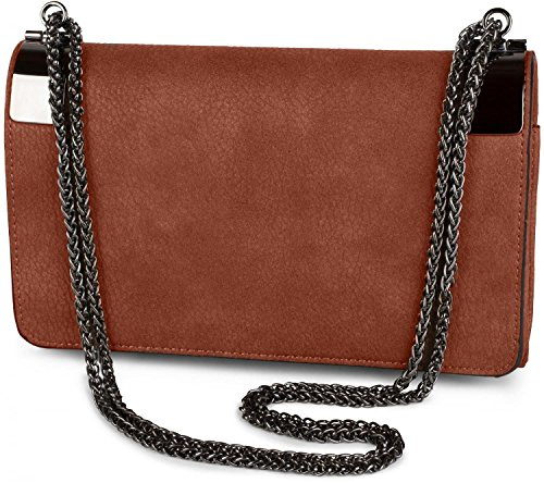 styleBREAKER dam clutch aftonväska metallspännen vintage, Rödbrun, Einheitsgröße