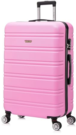 FLYMAX 24 Medium Suitcase Super Lightweight ABS Hard Shell Travel Hold Check in Luggage Suitcase with 4 Wheels Trolley Bag 67L