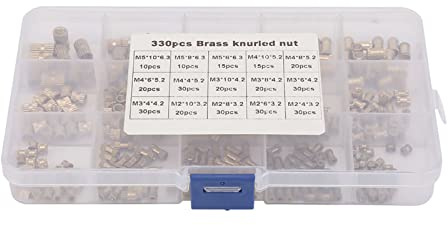 330st Knurl Insert Nut Kit i Mässing för M2 M3 M4 M5 - Brass Threaded Insert Muttern med Riffelning för Hållfast Skruvning