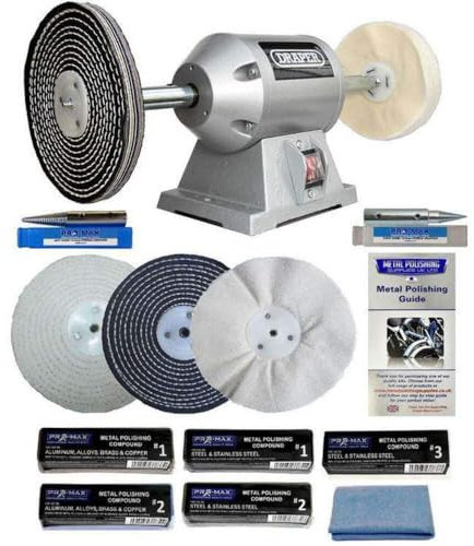 Draper 6 250W Bench Grinder Polisher with Pro-Max 6 Metal Polishing Kit