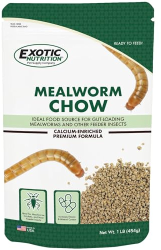 Exotic Nutrition Mealworm Chow 1 lb. - Highly Nutritional Healthy Feed for Breeding Live Feeder Mealworms (1 lb)