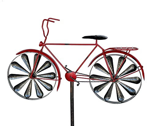 DanDiBo Gartenstecker Metall Fahrrad XL 160 cm Rot 96100 Shabby Windspiel Windrad Wetterfest Gartendeko Garten Gartenstab Bodenstecker