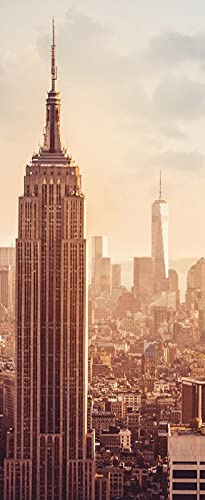 A.Monamour Adesivo Porta Autoadesiva Empire State Building Manhattan A New York Vinile PVC Adesivi per Porte Interne 3D Pellicola Adesiva Poster Sticker Murale Parete Carta da Parati