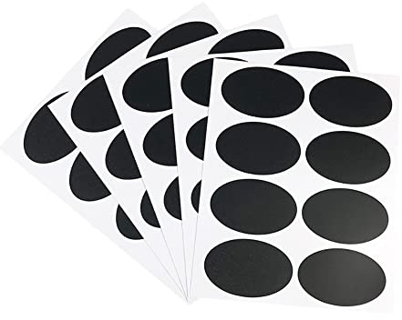 JIHUOO 96 Stück Tafel-Aufkleber Tafelaufkleber zum Beschriften Oval Tafeletiketten Tafelfolie Etiketten Selbstklebend Küchen Klebeetiketten für Gewürzgläser Marmelade