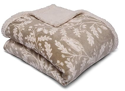 Dreams & Drapes Owl Bedspread – 150x200cm – Super Soft Grey Fleece Throw – Woodland Owl & Floral Print – Cosy Blanket for Bedroom – Easy Care – Matching Duvet Cover Available