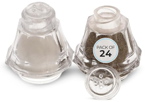 Crafts Central Plastic Mini Salt and Pepper Shakers For Party’s, Restaurants and Wedding’s - 24 Pcs (Clear)