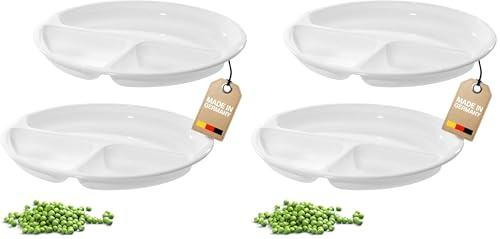 Westmark Mikrowellen-Menüteller mit 3 Einteilungen, 2 Stück, Durchmesser: 25 cm, Kunststoff, Weiß, 224022E3 (Packung mit 2)