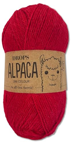 Frida's Wollhaus Drops 50 g Alpaca Alpaka Wolle Garn Häkeln Stricken weich 51 Farben (uni colour 3620 | Rot)