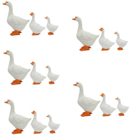 Sosoport 15 STK Simulationsmodell Einer Weißen Gans Statue Mikrolandschaftsornament Gans Ornament Miniatur-Tier-Ornament Tierfigur Dekorative Gans Harz Kind Esstisch