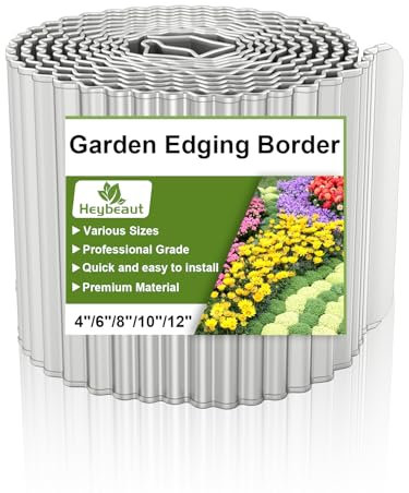 Bordure de jardin en métal ondulé – Bordure en acier galvanisé de 20,3 x 6,1 m, durable et facile à couper, bords ourlés sûrs, installation facile et stabilité, idéale pour les parterres de fleurs,