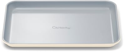 Caraway Nonstick Ceramic Small Baking Sheet (9x13”) – Non-Toxic, PTFE & PFOA Free – Oven Safe – Aluminized Steel Core – Mini Sheet Pan for Baking, Roasting & More - Cream