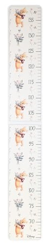 VALENTI & CO. - Disney Winnie The Pooh - Blanco lino - Metro de pared para niños para decoración de habitación - Idea regalo bautizo o cumpleaños - Madera, detalles en plata - 76L x 11l cm