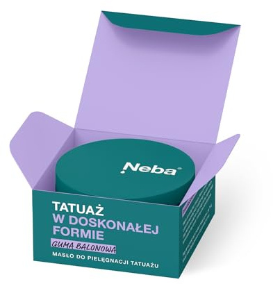 NEBA - Tattoo Butter - för Daglig Vård av Läkta Tatueringar, även för Känslig Hud - med Solrosolja, Vitamin E, Sheasmör - Vegan - Doft - Tuggummi - 100 ml