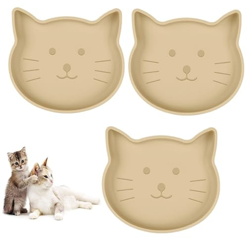 Silikon-Hundenapf, flach, Katzennäpfe, Set mit 3 Stück, 17,8 cm breit, Schnurrhaar, Müdigkeit, flache Welpennäpfe für kleine Hunde und Katzen, kein Verschütten, weniger Unordnung, Katzen-Hundeteller