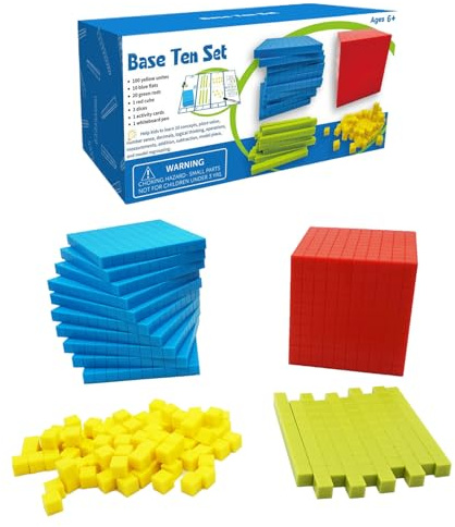 Genérico Basis zehn Manipulative, Basis zehn Blöcke, Basis zehn Blöcke Manipulative Math Spielzeug, Zählblöcke Zehntausende Tausende, Bildungsspielzeug für den Kindergarten 1. 2. 3ed Grade