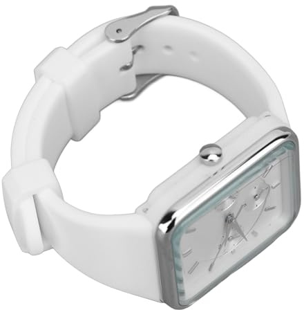 Femmes Chronographe Montre Une Lunette étincelante pour des Femmes élégantes Analogiques Montre Une Sangle de Silicone à l'épreuve de l'eau (Argent Blanc)