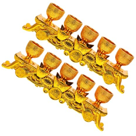 HIAKDOFT Ensemble de 2 Calices Dorés en Plastique pour Rituels et Autels, Facile à Nettoyer Ranger, Design Élégant pour Zones de Culte et Cérémonies
