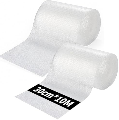NefLaca Luftpolsterfolie,30cm X 10M Noppenfolie,Luftfolie zum Verpacken,Knallfolie,Polstermaterial,Füllmaterial für Kartons,Verpackungsfüller für zerbrechliche Produkte(2 Rolle)