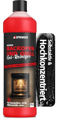 SPRINGER HX2100 - Grill- & Backofenreiniger - Gel Paste 1 L + Pinsel - Made in Germany - Selbstwirkender Reiniger für Ofen, Herd & Grill - Grillreiniger für starken Schmutz, Fett & Eingebranntes