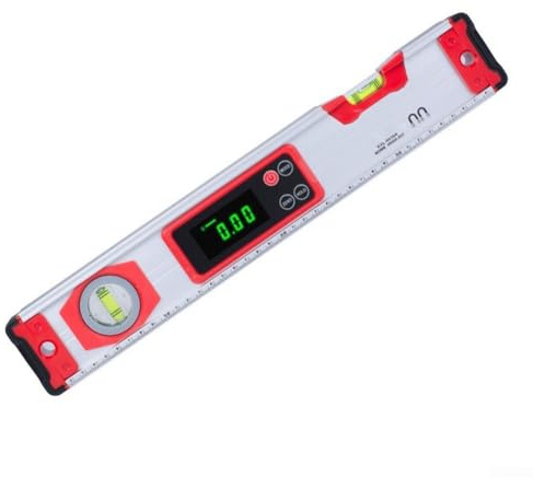 Digitale Wasserwaage mit LCD-Display und Magnetfuß, 200/300/400 mm, elektronischer Winkelmesser für Bau und Renovierung, Aluminium-Lineal mit (400 mm)