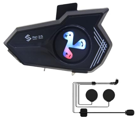 Cuffie wireless per moto – di comunicazione, cuffie antirumore, supporto vocale, auricolare per moto a LED, dispositivo di comunicazione