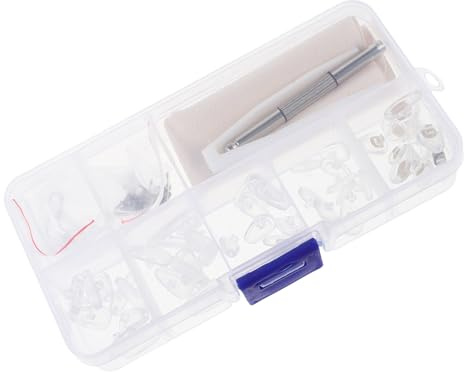 FRCOLOR Kit de Réparation Plaquettes Nasales Lunettes Silicone Souple Antidérapantes à Visser, 25 Paires 5 Modèles Différents, Accessoires Complets Outils pour Montures Lunettes Vue