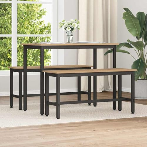 LoogCape Matrumsbänk 100 x 32,5 x 48,5 cm av trämaterial med stålram, justerbar, utrymmesbesparande, snygg, för kök, vardagsrum, matplats, med förvaringsutrymme, 2 stycken