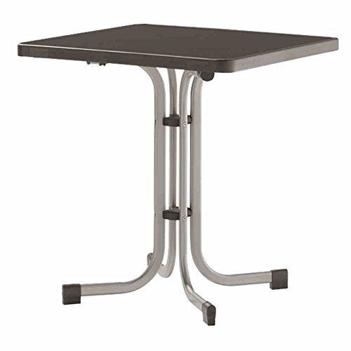 Sieger 231/A Boulevard-Klapptisch mit mecalit-Pro-Platte 70 x 70 cm, Stahlrohrgestell graphit, Tischplatte Schieferdekor anthrazit