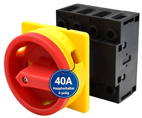 Intratec Hauptschalter 40A, 4-polig – IP65 Lasttrennschalter für Fronteinbau – Notausschalter ideal für Industrie – Drehschalter für sichere Abschaltung – Robuster Maschinenschalter 230V 400V