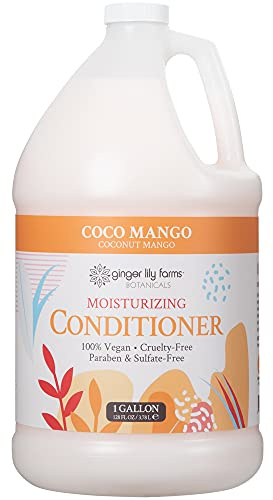 Ginger Lily Farms Botanicals Moisturizing Conditioner for All Hair Types, Coco Mango, 100% Vegan & Cruelty-Free, Coconut Mango Scent, 1 Gallon Refill