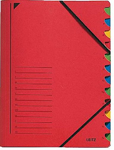 LEITZ Ordnungsmappe/3912-00-25, rot, 12-teilig, 245x320mm für A4