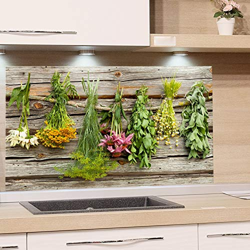 GRAZDesign Küchenrückwand Glas Kräuter - Spritzschutz Küche Herd - Glasrückwand als Glasbild, Herdblende Rückwand Küche, 4mm ESG Glas 60x40cm