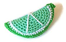 Spilla verde lime agrumi all'uncinetto in cotone unisex divertente estiva e colorata