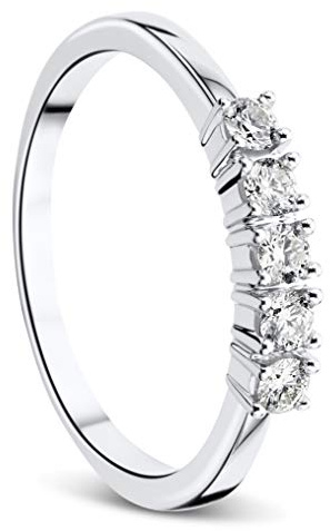 OROVI Damen-Ring Memoire Hochzeitsring Weißgold 9 Karat (375) Brillianten 0.25 carat Verlobungsring Diamantring