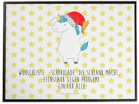 Mr. & Mrs. Panda Schreibunterlage Einhorn Weihnachtsmann - Geschenk, schreibtischunterlage, schreibauflage, Nikolaus, Gin, schreibtischunterlagen, Schreibtisch Unterlagen, Unicorn, tischpad