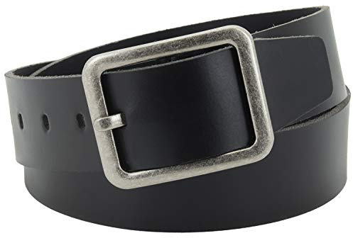 Vascavi ® Ledergürtel aus Rindleder, 4,5 cm breit und ca. 0,3 cm stark, echt Leder Gürtel, Made in Germany, kürzbar, für Damen und Herren #4,5-0002 (100 cm Gesamtlänge 115 cm, Schwarz)