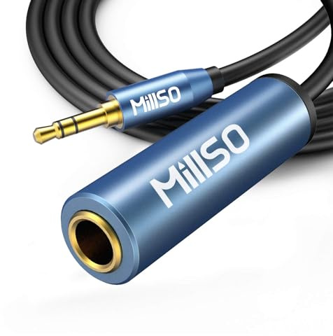 MillSO 3,5 auf 6,35 Kopfhörer Adapter 6.35mm Große Buchse auf 3.5mm Kleine TRS Klinken Stecker Audio Kabeladapter mit Vergoldet & Perfekte Kontaktsicherheit für Kopfhörer Stereo Instrumente - 2m