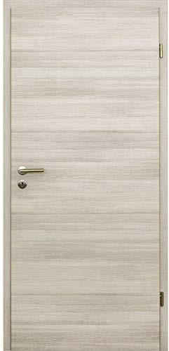 HORI Zimmertür Komplettset mit Zarge und Türdrücker I Innentür CPL Lärche Hell I Höhe 198,5 cm I Anschlag, Breite und Wandstärke wählbar - DIN rechts - 1985 x 860 x 120 mm